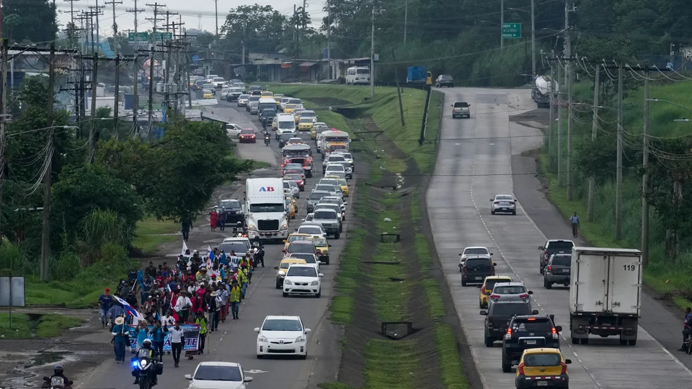 Protester på motorvägen i Panama. Arkivbild.