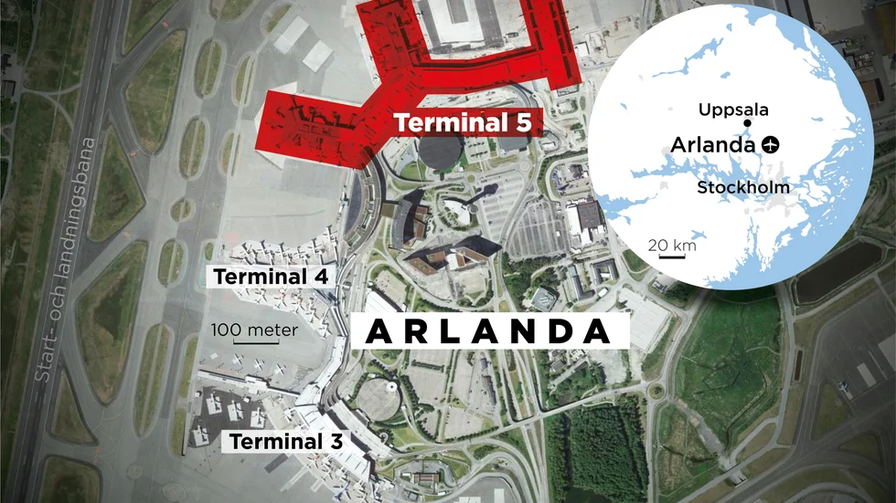 Polisen upprättade avspärrningar på terminal 5.