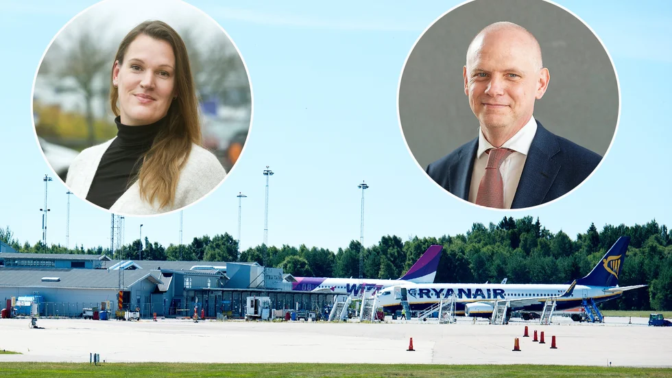Malin Karlsson (SD) tycker inte att det finns något argument för att kommunen ska fortsätta att vara kvar som ägare i Skavsta. Urban Granström (S) ser flera men förklarar att ägandet inte är hugget i sten.