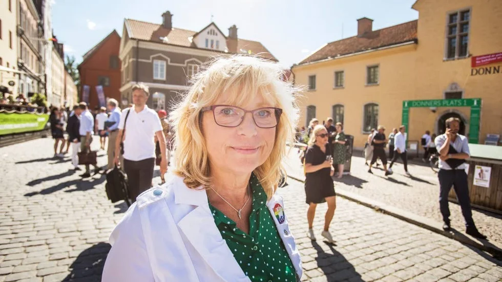 I Almedalen är lokalpolitikern Eva Nypelius i sitt rätta element.