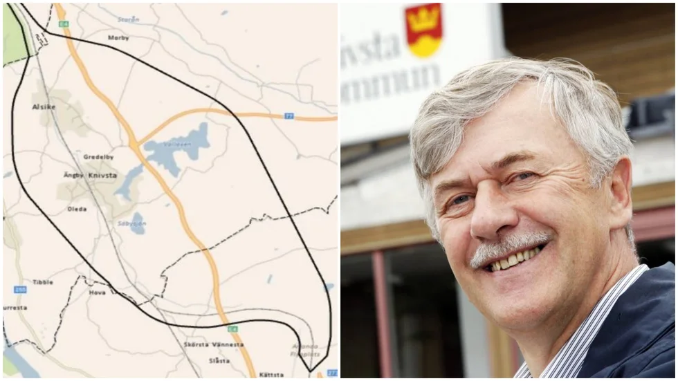 Korridoren där de två nya spåren kan hamna. Kommunstyrelsens ordförande Göran Nilsson (M) anser inte att frågan om var spåren placeras är så viktig. Att slippa fjärr- och godståg genom Knivsta kan kanske bli en lättnad, enligt honom.