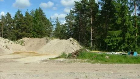 Grustaget där dumpningen har skett är beläget i en skoggsdunge.