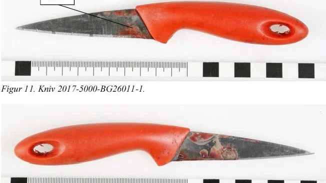 Vapnet? Blod har säkrats på den här kniven, vilket tyder på att den användes i attacken.