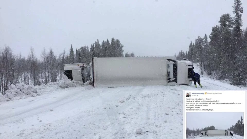 BLOCKAD. E10:an var blockerad i flera timmar under torsdagen och stoppade upp trafiken. Den enda vägen till exempelvis BB var därmed avstängd.