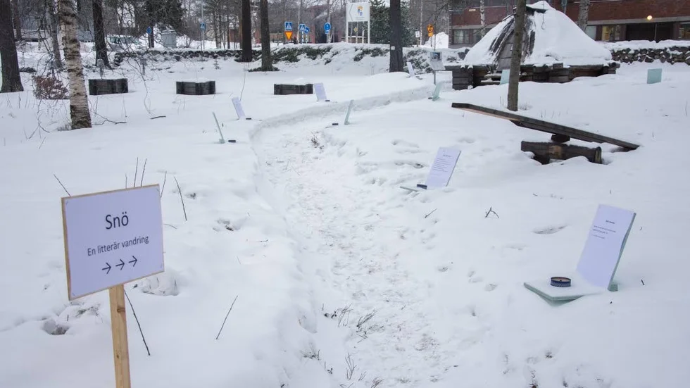 Snö som tema. Årets marknad har snö som tema. Vid Àjtte kan man gå en litterär snövandring.