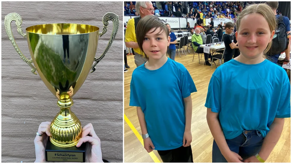 Stavby skola från Alunda vann Schackfyrans final i Uppsala. På bilden ser vi Emilio Gullberg och Angelica Widell som var med i det vinnande laget.
