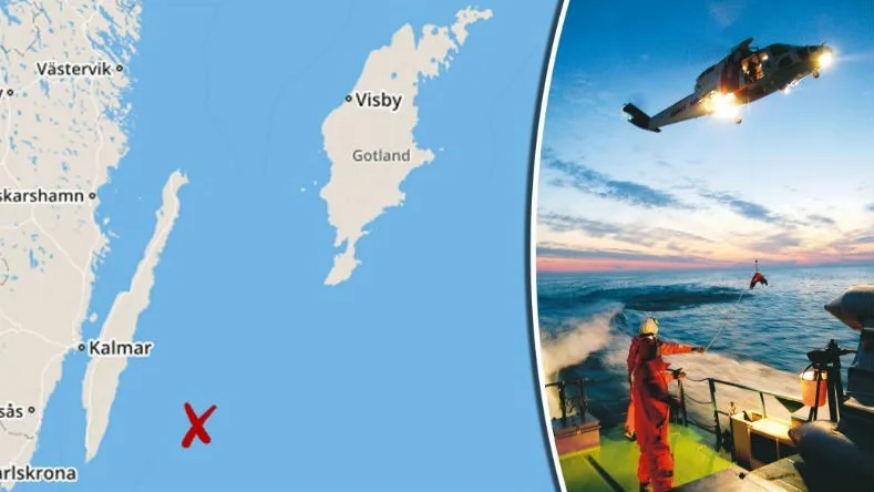 De sex nödraketerna noterades fem mil öster om Öland.