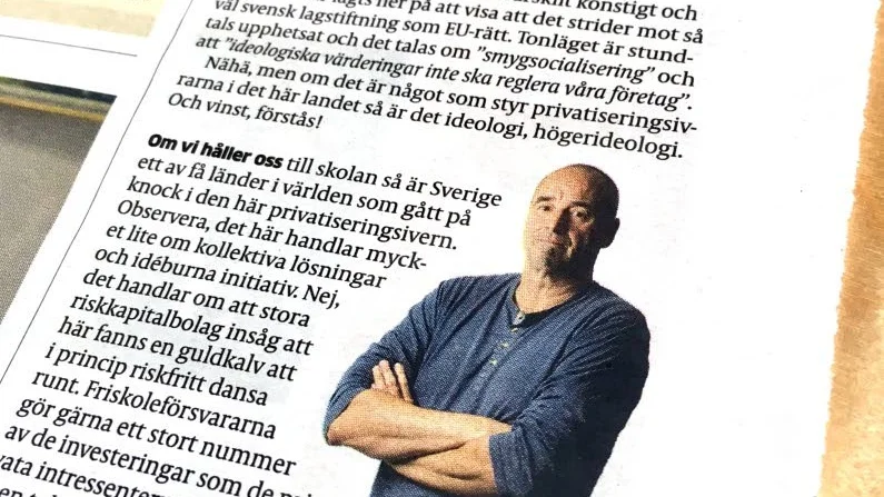 PITEÅ-TIDNINGEN. Krönikan "Skolan är ingen vanlig marknad" publicerad 10 febuari, skriven av Torbjörn Carlsson.