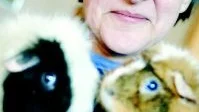 Foto: MATILDA AHL Caroline Berggren står på de svaga medvarelsernas sida. I famnen håller hon marsvinen Agnes och Lillemor, som riskerade att bli ormmat innan de räddades av Caroline.