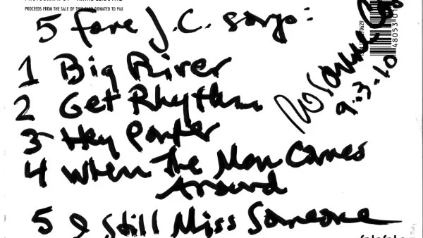 Rosannes handskrivna lista över sina Cashfavoriter.