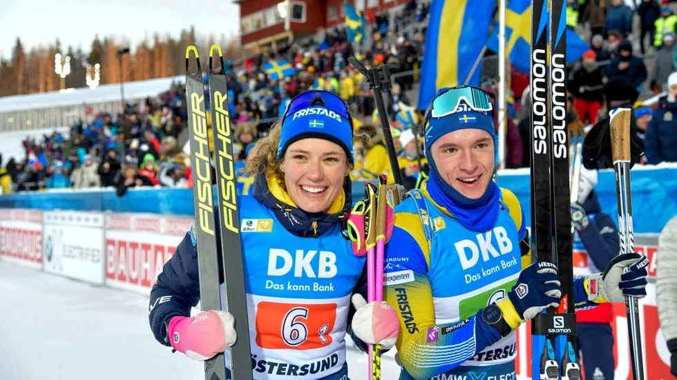 Hanna Öberg och Sebastian Samuelsson åker mixedstafetten i VM.
