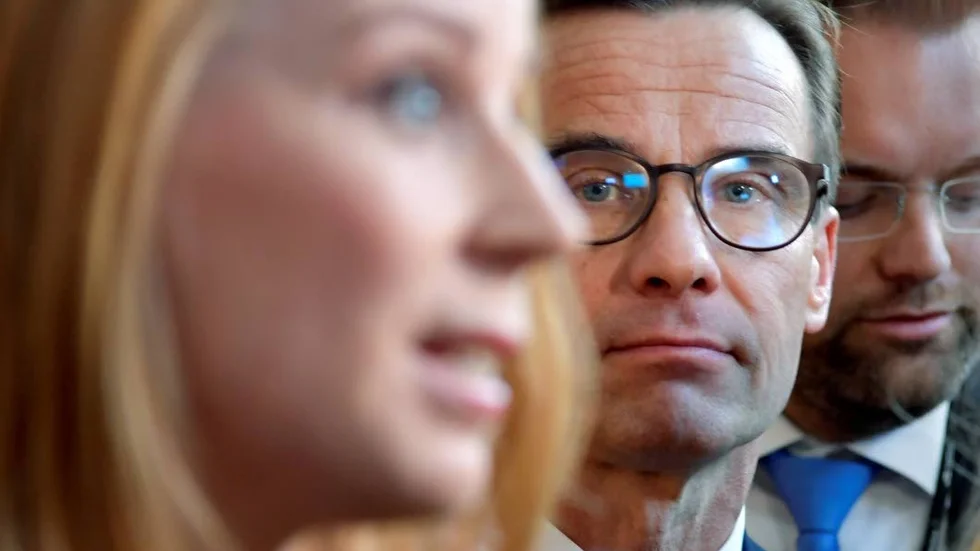 Relation på väg att ta slut. Centerpartiets ledare Annie Lööf och Moderaternas Ulf Kristersson efter dagens statsministeromröstningen i  riksdagen.