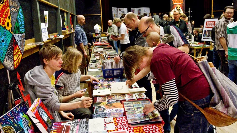 På seriemässan Uppsala Comix finns det gott om samlarbilder att titta på. Här en bild från 2014 års upplaga.