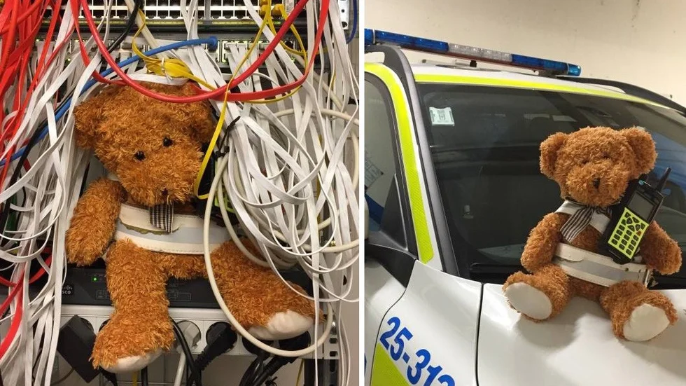 En nalle från Uppsala besökte polisen i Älvdalen.