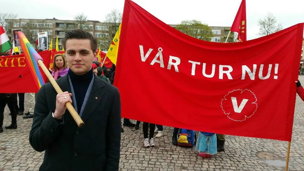 En av deltagarna i Vänsterpartiets tåg var Per-Markus Risman.