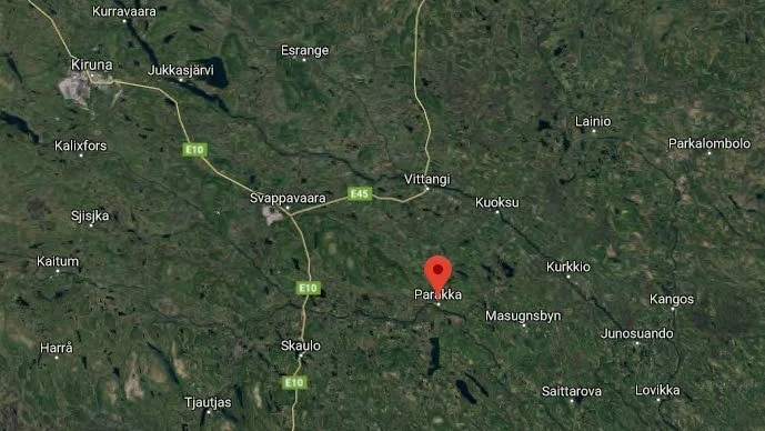 Det är här som polisen har förlagt söker efter den försvunne Kirunabon. Intensiva insatser har gjorts några få kilometer söder om Parakka.