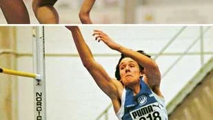 Josefin Svensson, överst, och Daniel Lennartsson tog båda guld vid junior-SM i friidrott i helgen. Foto: Hasse Sjögren