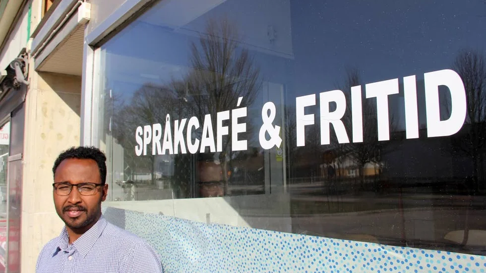 Ahmed Mohamud Ali, föreståndare för språkcaféet på Grevegatan i Tierp som drivs av Somaliska Föräldraföreningen.