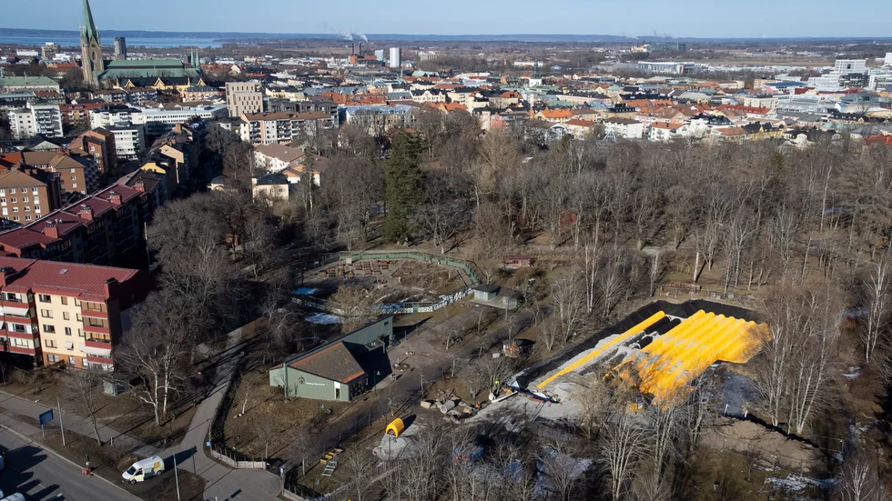 Dagvattenmagasinet vid Naturcentrum i Trädgårdsföreningen är just nu väldigt synlig. Men till sommaren kommer den inte märkas alls.