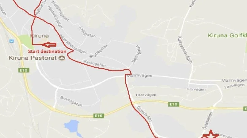 Bussturen kommer att starta vid Folkets hus i Kiruna centrum och gå till Ica-butiken i Lombolo.