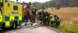 Kvinna och barn i olycka på väg 55