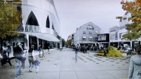 Forum Aureum
Sparsamt möblerat torg som lätt ska kunna omvandlas för möten, konserter och andra aktiviteter. Den nya ytan är dubbelt så stor som dagens torgyta. En skulptur placeras på torget och blir hjärtpunkten att sitta och klättra på. Torget ska bli kajfritt genom att nya träd planteras, med mer vertikalt växtsätt. Allmänbelysningen om kvällarna består av strålkastare placerade på tak.