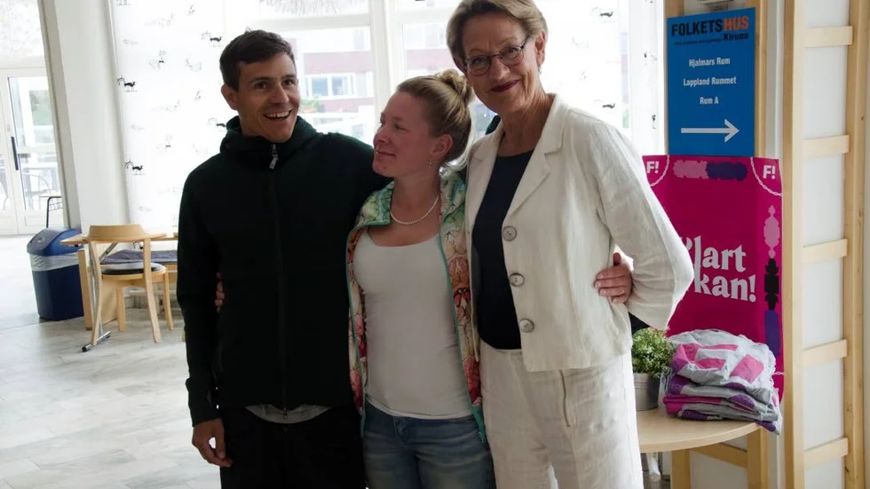 Schyman tillsammans med FI Kirunas Christine Brännvall och Peter Aléx - första och andranamn på FIs kommunlista.