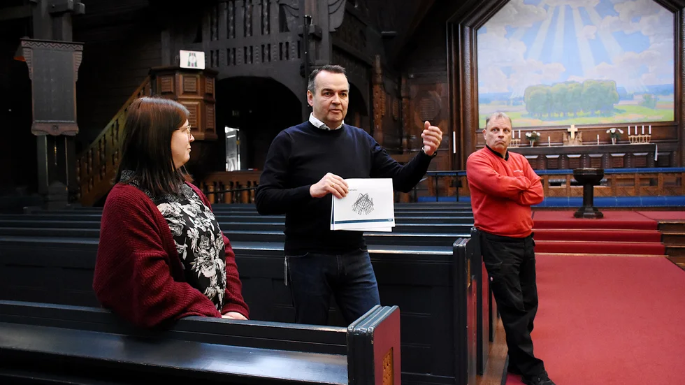 Maria Strålberg, Stefan Holmblad och Tommy Stridsman i Kiruna kyrka. 