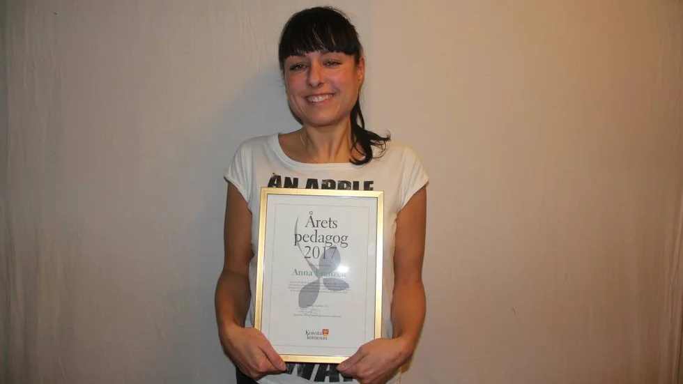 Prisad. Anna Franzén har fått  stipendiet till Årets pedagog i inom förskolan 2017.