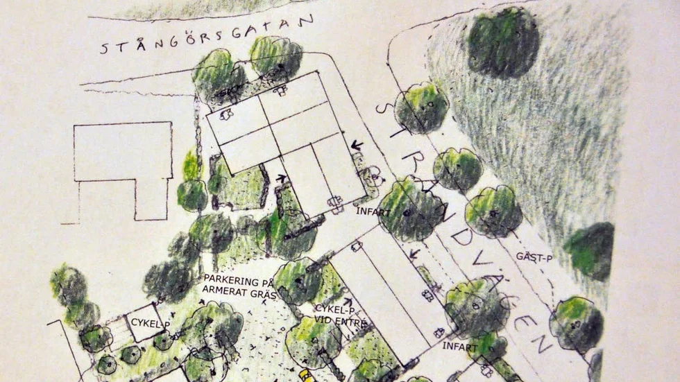 Ett av förslagen till nybyggnation i kvarteret Sjöblick i Östhammar längs Strandvägen, mellan Norra Tullportsgatan och Stångörsgatan. Ritat av Arken arkitekter AB.