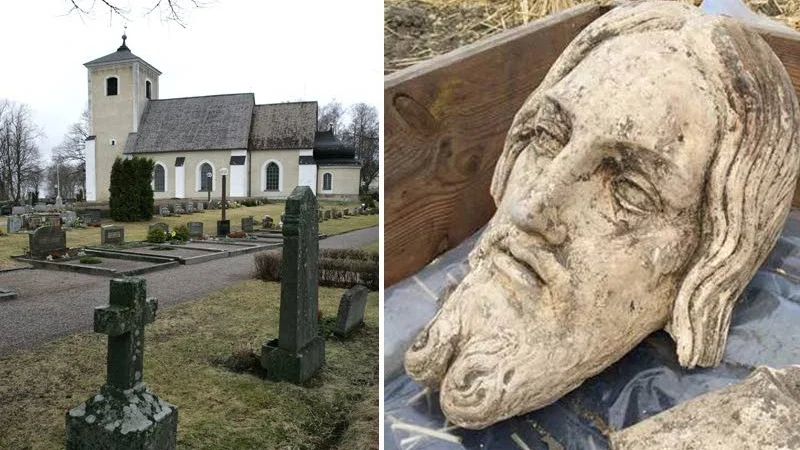 Från kyrkan till åkern, så ser statyns resa ut.