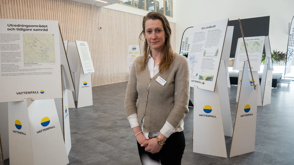 Marie Kimming är Sverigechef för projektutveckling av landbaserad vindkraft hos Vattenfall. I veckan fanns hon på plats på utställningen i Boden Business Park som gällde Storlandet vindkraftpark.