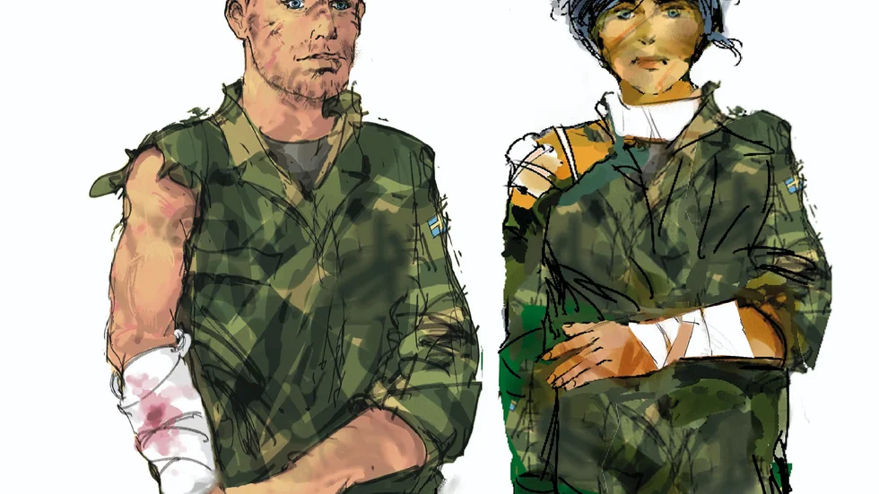 "Krigsfångarna" Stig Nilsson och Eva Petradotter i den nya upplagan av "Svensk soldat och sjöman".
