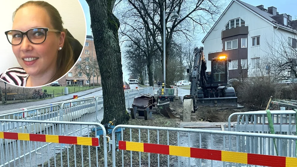 Pernilla Stråhle säger att Sörmland vatten utför ett ledningsarbete på gång- och cykelbanan intill Vingåkersvägen. 