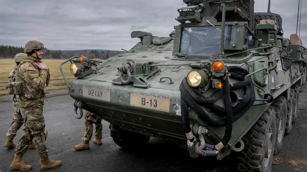 USA ska leverera närmare 100 stridsfordon av typen Stryker för att stärka Ukrainas militära förmåga mot de ryska invasionsstyrkorna. Arkivbild.