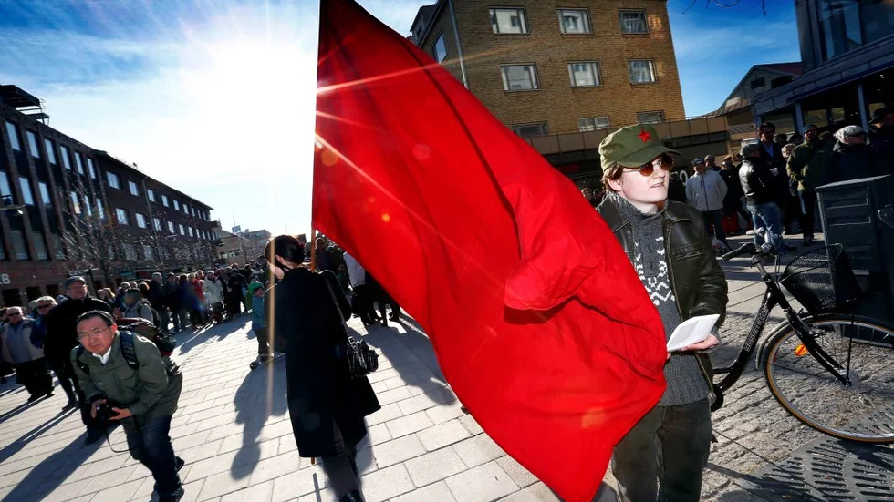 Initiativtagare. Johan Nyström från Ung Vänster var nöjd med att så många slöt upp till manifestationen.