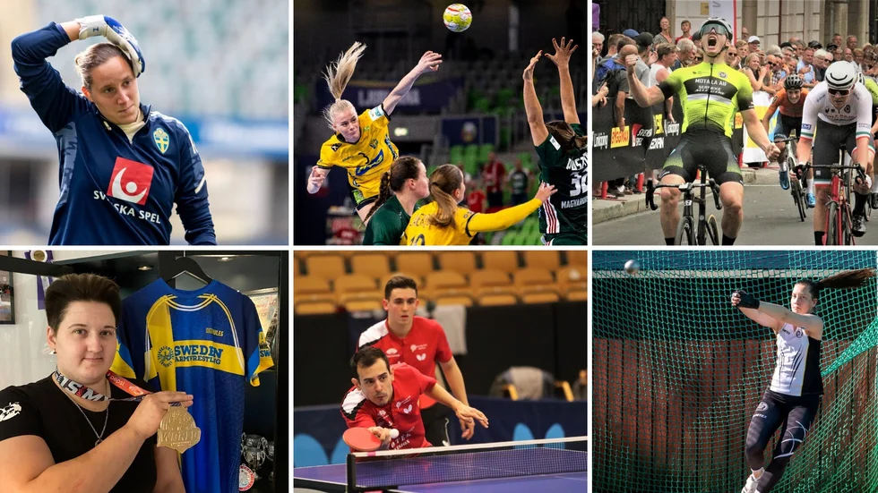 Guldklockan 2022, vem ska få den? Sex kandidater är presenterade och här ses Emma Lind, fotboll, Nina Koppang, handboll, Maif herr, cykel, Sofie Davidsson, armbrytning, Väster herr, bordtennis, och Sara Forssell, friidrott. Vem tycker du? På webben kan det röstas. Juryns val presenteras på julafton.