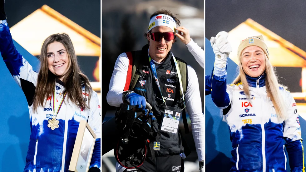 Piteås Ebba Andersson, Johan Häggström och Jonna Sundling laddar för nya VM-lopp.