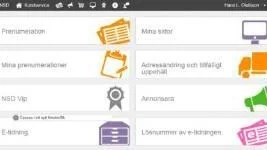 Så här ser NSD:s digitala kundservice ut. Det är viktigt att du som prenumerant registrerar dig och skapar en användare här.