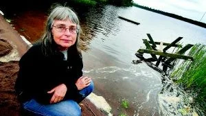 Tråkigt. Hästhagens byalag försöker hålla ordning vid den lilla badplatsen vid sjön men Agneta Strid har flera gånger fått konstatera att bord och annat slängts i sjön. Foto: ELLEN KINDSTRAND