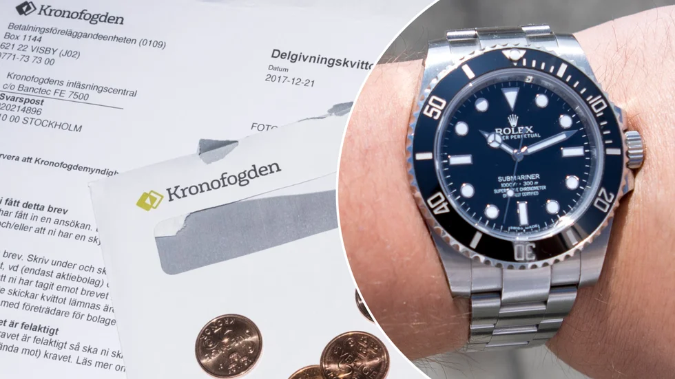 Mannen har drygt 400 000 kronor i skulder hos Kronofogden, som nu beslutat om utmätning.