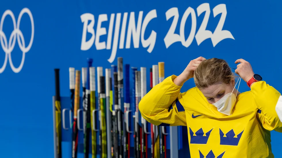 Sveriges Johanna Fällman inför matchen mellan Sverige–Japan.