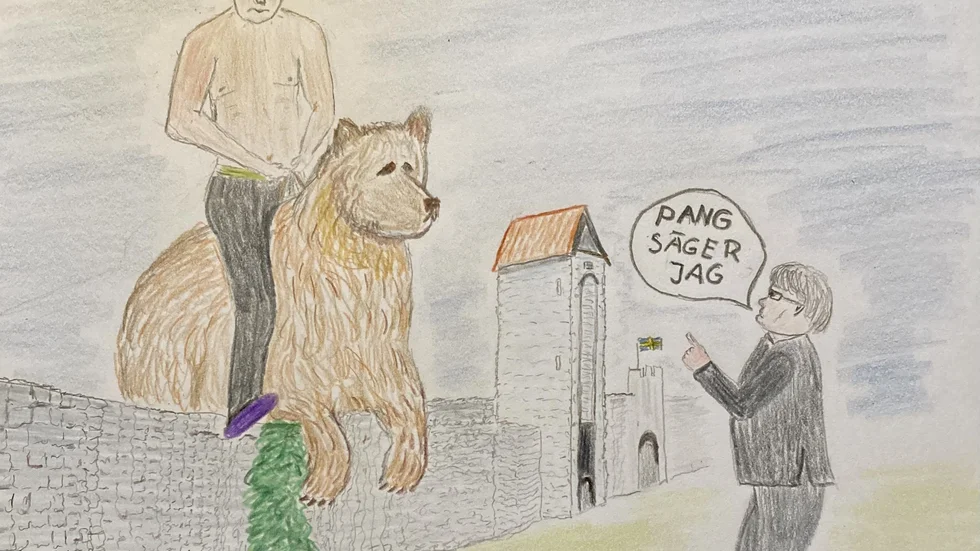 Teckning av Vladimir Putin
