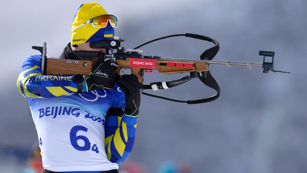 Dmytro Pidrutjnyj och övriga åkare i det ukrainska skidskyttelandslaget drar sig ur kommande tävlingar. Arkivbild.