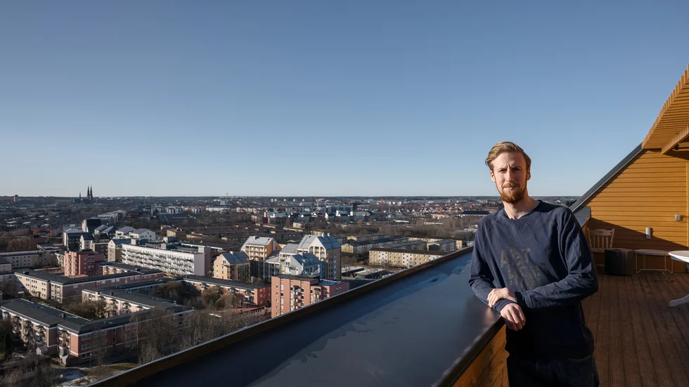 ”Om någon frågar var jag bor så säger jag att jag bor högst upp i Uppsala. Det kanske är lite töntigt, men jag tycker det är häftigt”, säger Tobias Ryttman.
