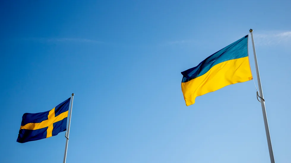 Invasionen av Ukraina uppmärksammas på flera sätt i Oxelösund under den 24 februari. Arkivfoto
