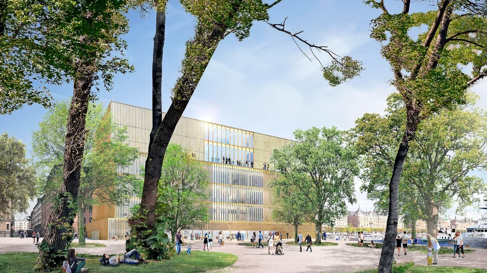 En datorgenererad bild av Nobel Center i Stockholm. Foto: David Chipperfield Architects/Handout.