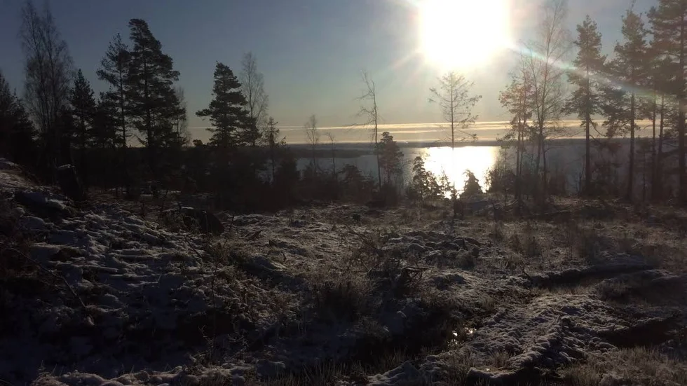 Sjöutsikt. Svärtinge skogsbacke. Har ska det bli radhus och lägenheter.