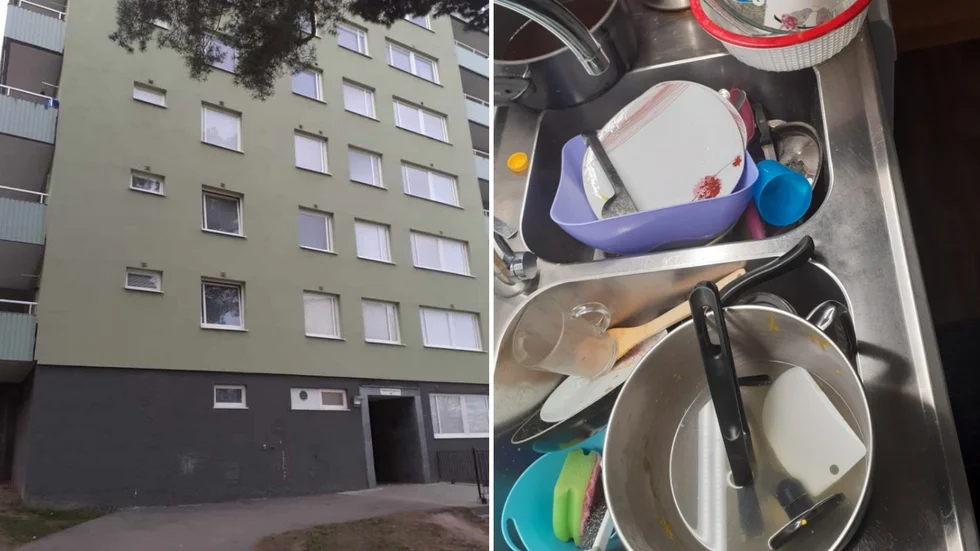 Det är svårt att diska utan vatten, hälsar en kvinna som bor på Regementsgatan 49. Där försvann vattnet under torsdagen och har i skrivande stund inte kommit tillbaka.
