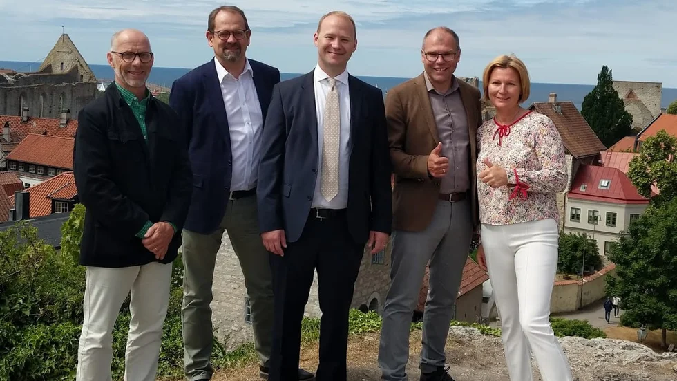 Från vänster: Pär Hedberg, Sting,  Peder Hasslev, Saminvest, Erik Wijnbladh, Saminvest, Jens Lundsröm, ABI och Jeanette Andersson, Minc.